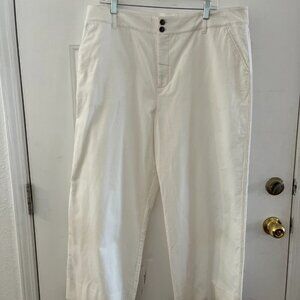 Garnet Hill Woman's Plus-Size White Cropped Wide-Leg Cord Summer Pants Sz 18